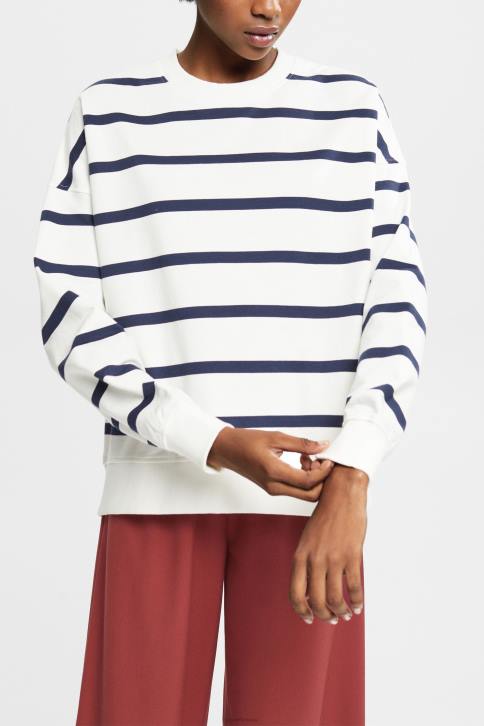 megztiniai ir gobtuvai beveik baltas moterys Esprit margintas c-kaklo megztinis 4D6F347