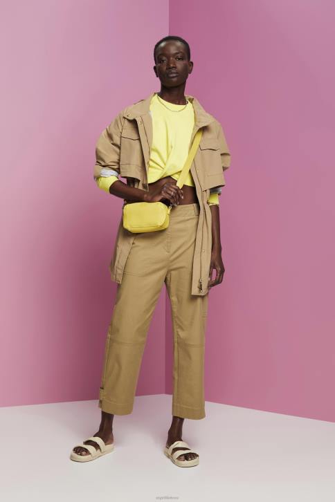 megztiniai ir gobtuvai geltona moterys Esprit sutrumpinto mazgo detalių megztinis 4D6F219