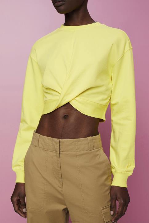 megztiniai ir gobtuvai geltona moterys Esprit sutrumpinto mazgo detalių megztinis 4D6F219