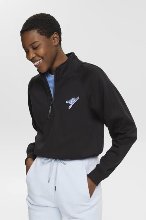 megztiniai ir gobtuvai juodas moterys Esprit megztinis su pusiau užtrauktuku 4D6F158