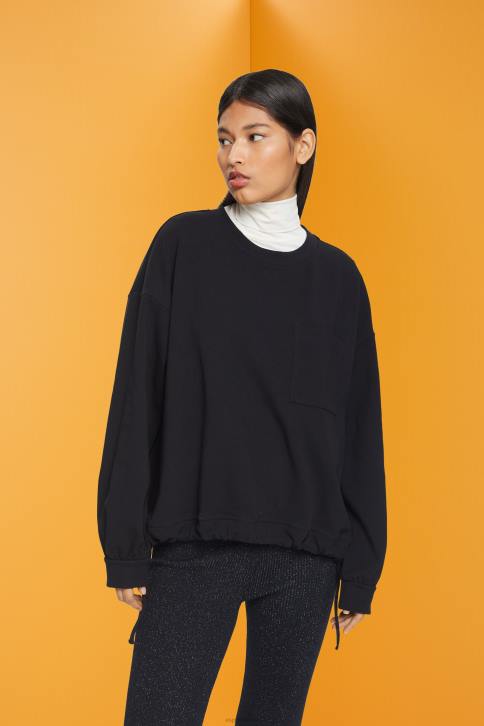 megztiniai ir gobtuvai juodas moterys Esprit megztinis su raišteliu 4D6F401