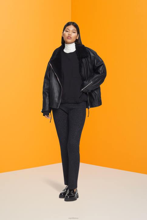 megztiniai ir gobtuvai juodas moterys Esprit megztinis su raišteliu 4D6F401