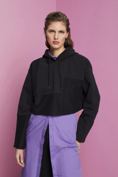 megztiniai ir gobtuvai juodas moterys Esprit sutrumpintas kratinys džemperis 4D6F288