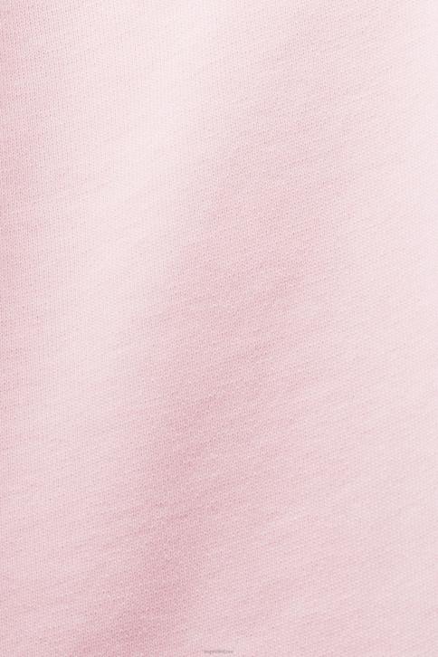 megztiniai ir gobtuvai pastelinė rožinė moterys Esprit Megztinis su logotipu, ekologiška medvilnė 4D6F11