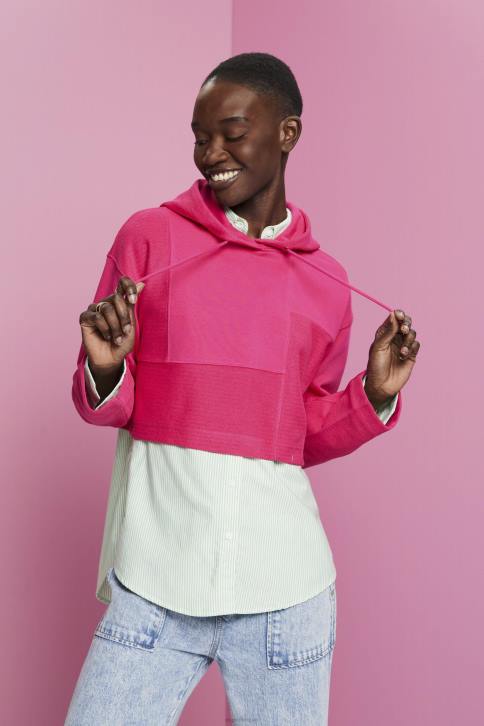 megztiniai ir gobtuvai rožinė fuksija moterys Esprit sutrumpintas kratinys džemperis 4D6F290