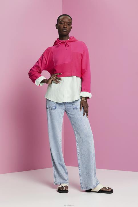 megztiniai ir gobtuvai rožinė fuksija moterys Esprit sutrumpintas kratinys džemperis 4D6F290