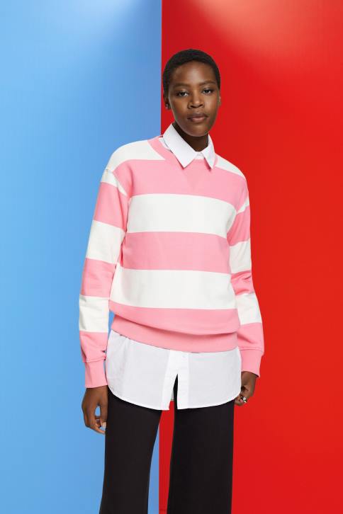 megztiniai ir gobtuvai rožinis moterys Esprit dryžuotas megztinis 4D6F402