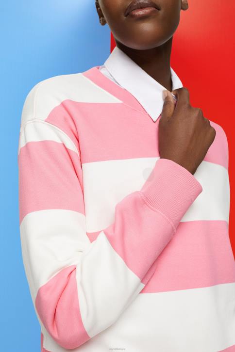 megztiniai ir gobtuvai rožinis moterys Esprit dryžuotas megztinis 4D6F402