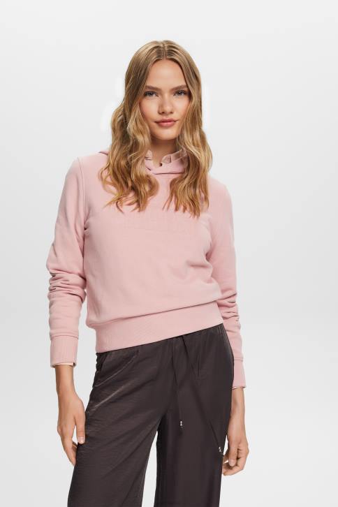 megztiniai ir gobtuvai sena rožinė moterys Esprit Megztinis su logotipu, ekologiška medvilnė 4D6F9