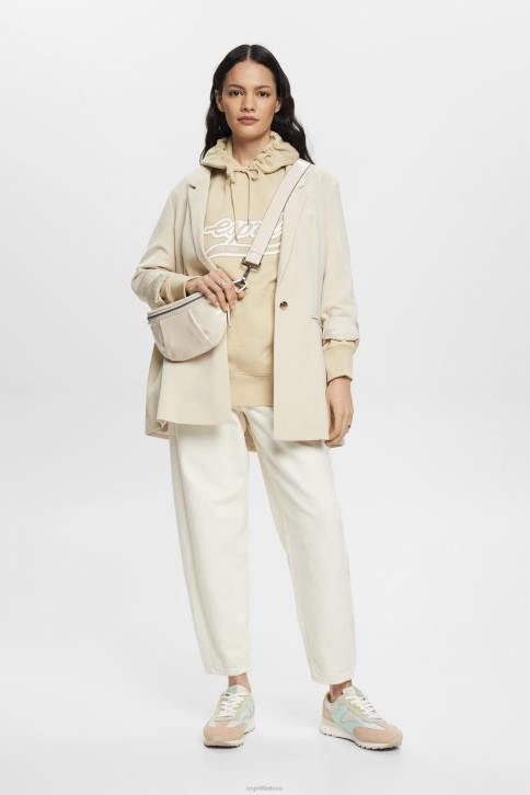 megztiniai ir gobtuvai smėlio spalvos moterys Esprit logotipu margintas gobtuvas 4D6F169