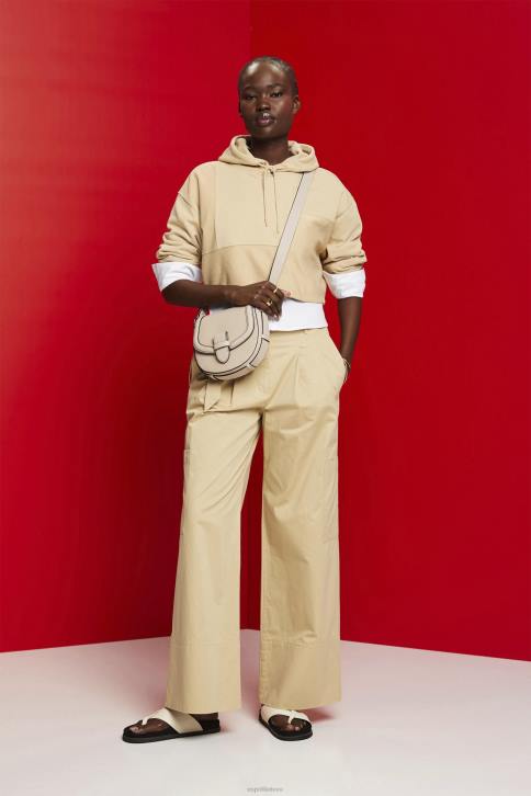 megztiniai ir gobtuvai smėlis moterys Esprit sutrumpintas kratinys džemperis 4D6F289