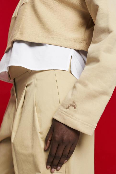 megztiniai ir gobtuvai smėlis moterys Esprit sutrumpintas kratinys džemperis 4D6F289