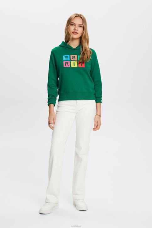 megztiniai ir gobtuvai tamsiai žalia moterys Esprit Megztinis su logotipu, ekologiška medvilnė 4D6F10
