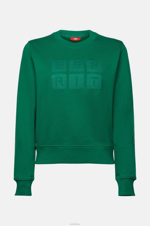 megztiniai ir gobtuvai tamsiai žalia moterys Esprit Megztinis su siuvinėtu logotipu, ekologiška medvilnė 4D6F12