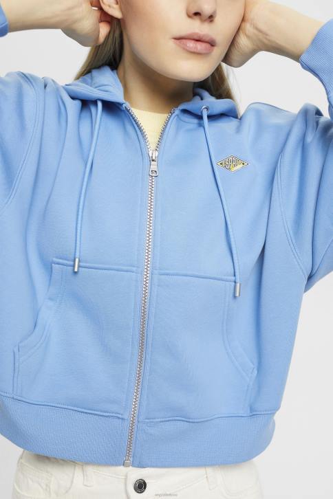 megztiniai ir gobtuvai šviesiai mėlynos levandos moterys Esprit Sutrumpintas gobtuvas su užtrauktuku su logotipo atspaudu nugaroje 4D6F166