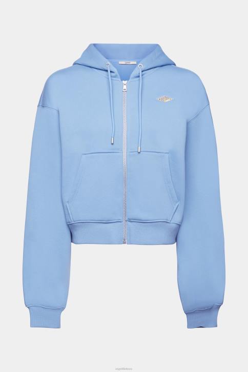 megztiniai ir gobtuvai šviesiai mėlynos levandos moterys Esprit Sutrumpintas gobtuvas su užtrauktuku su logotipo atspaudu nugaroje 4D6F166