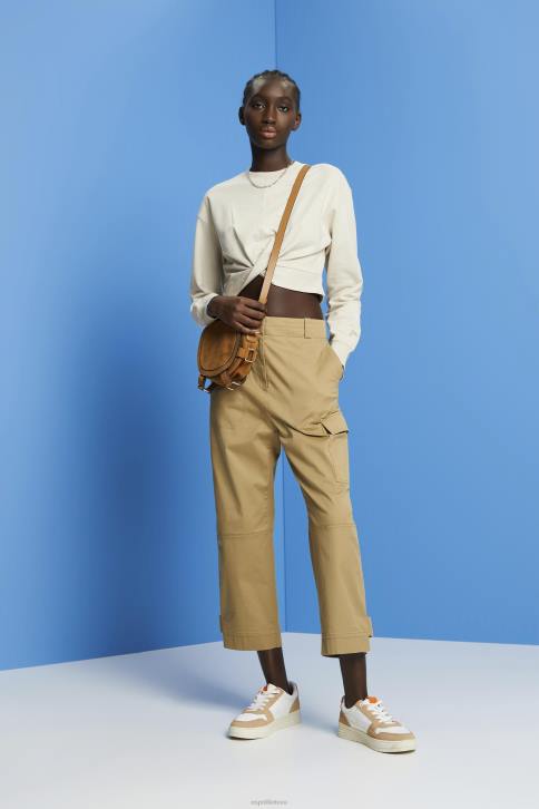 megztiniai ir gobtuvai šviesiai taupus moterys Esprit sutrumpinto mazgo detalių megztinis 4D6F218