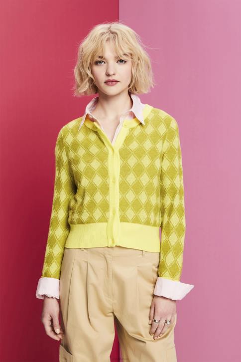 megztiniai baltas moterys Esprit argyle kardiganas 4D6F85