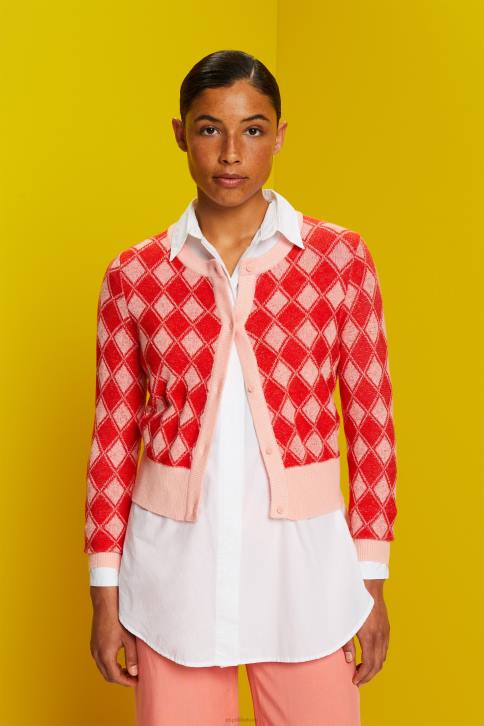 megztiniai baltas moterys Esprit argyle kardiganas 4D6F86