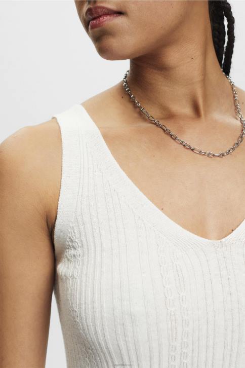 megztiniai beveik baltas moterys Esprit megztas V formos iškirpte su linu 4D6F305