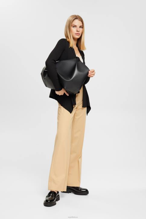 megztiniai juodas moterys Esprit perdirbtas: briaunotas megztinis su nosinės apvadu 4D6F23