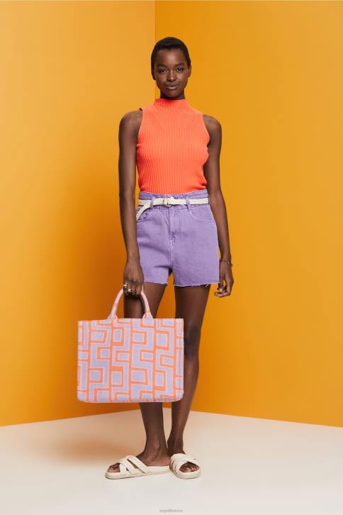 megztiniai koralinis apelsinas moterys Esprit briaunotas, berankovis megztinis, lino mišinio 4D6F110