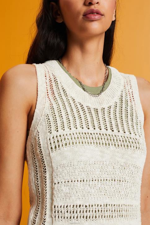 megztiniai ledas moterys Esprit Mouline megztinis be rankovių, medvilnės mišinio 4D6F107