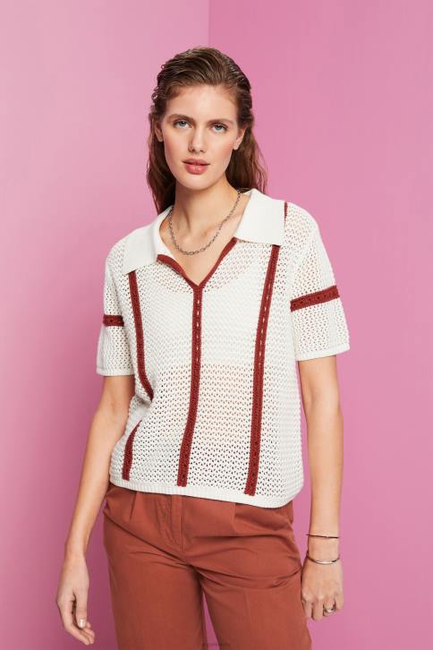 megztiniai ledas moterys Esprit trumpomis rankovėmis polo džemperis 4D6F105