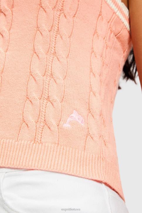 megztiniai rožinis moterys Esprit delfino logotipo kabelis megztinis kamzolis 4D6F410
