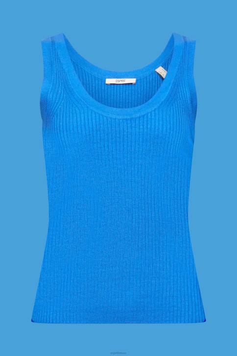 megztiniai ryškiai mėlynas moterys Esprit briaunotas, berankovis megztinis, lino mišinio 4D6F109