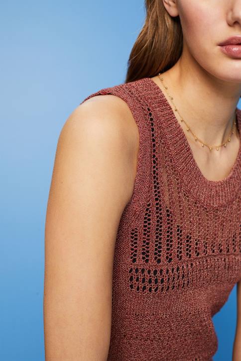 megztiniai terakotos moterys Esprit Mouline megztinis be rankovių, medvilnės mišinio 4D6F106