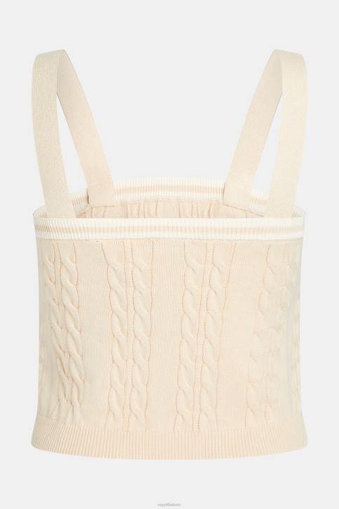 megztiniai šviesiai smėlio spalvos moterys Esprit delfino logotipo kabelis megztinis kamzolis 4D6F409