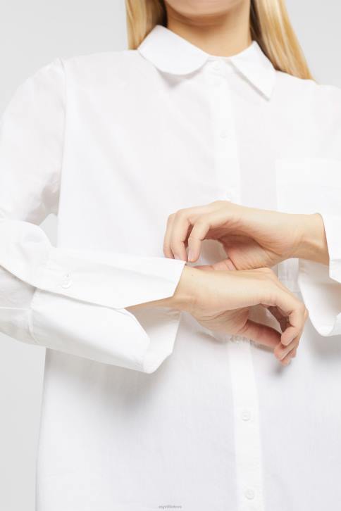 palaidinės baltas moterys Esprit didelio dydžio balta medvilninė palaidinė 4D6F406