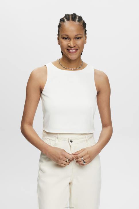 palaidinės beveik baltas moterys Esprit sutrumpinta palaidinė be rankovių 4D6F308