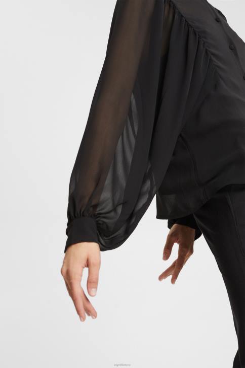 palaidinės juodas moterys Esprit plati šifono palaidinė 4D6F426