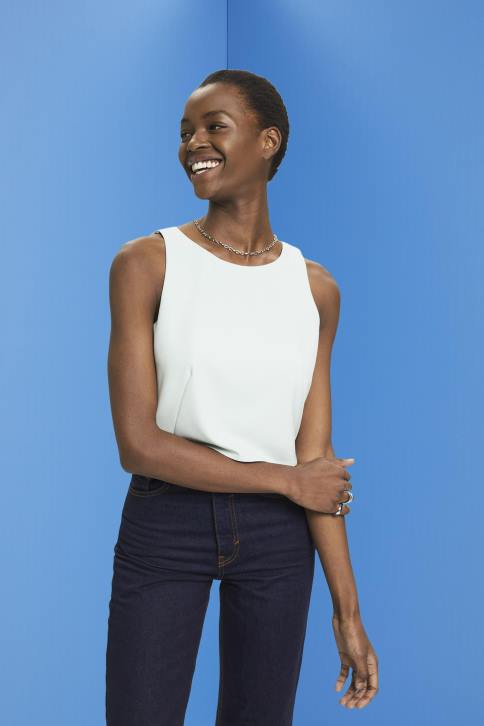 palaidinės šviesiai vandens žalia moterys Esprit sutrumpinta palaidinė be rankovių 4D6F309