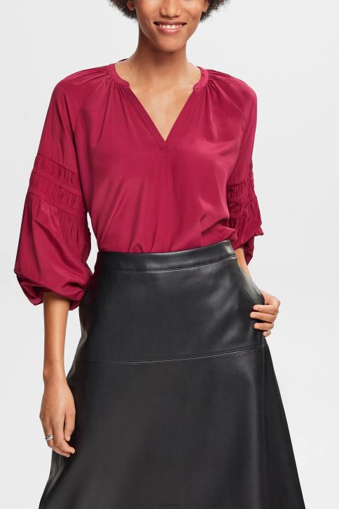 palaidinės vyšnių raudona moterys Esprit palaidinė su smocked detalėmis, lenzing ecovero 4D6F371