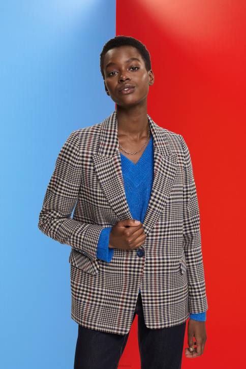 paltai kreminės smėlio spalvos moterys Esprit languotas vilnos mišinio švarkas 4D6F447