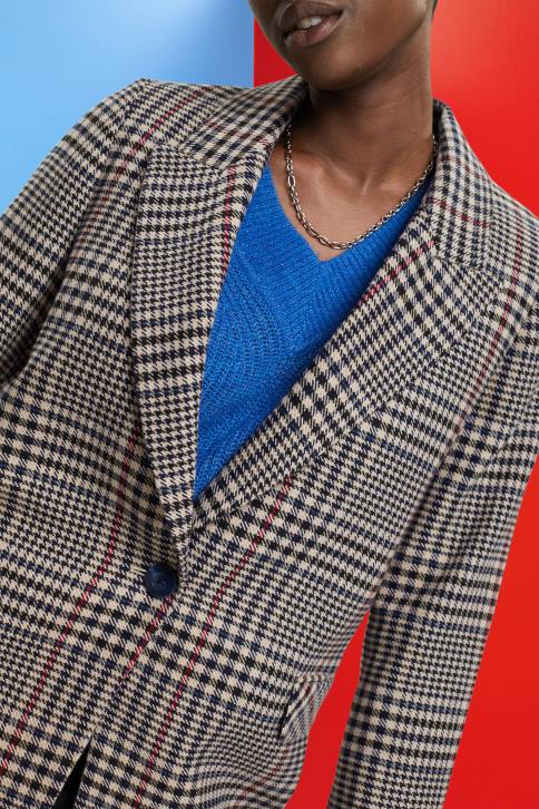 paltai kreminės smėlio spalvos moterys Esprit languotas vilnos mišinio švarkas 4D6F447