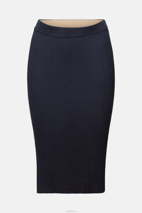 sijonai benzininis mėlynas moterys Esprit rievėtas megztas midi sijonas 4D6F21