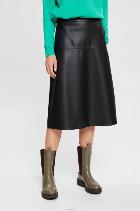 sijonai juodas moterys Esprit lenktas dirbtinės odos midi sijonas 4D6F405