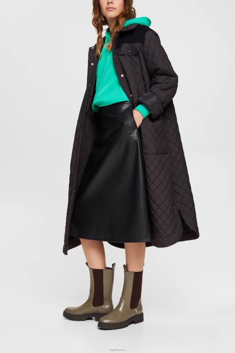 sijonai juodas moterys Esprit lenktas dirbtinės odos midi sijonas 4D6F405