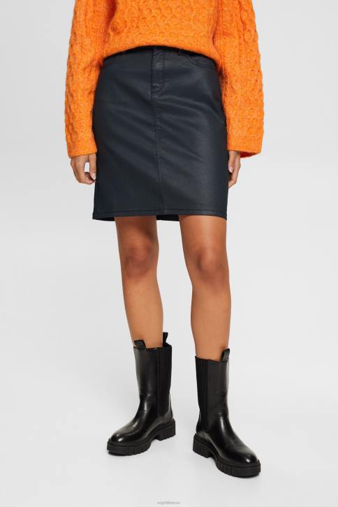 sijonai juodas moterys Esprit odinio efekto midi sijonas 4D6F443