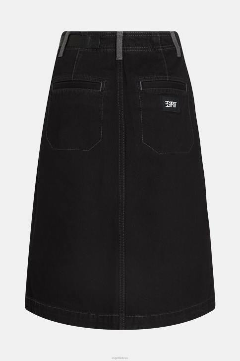 sijonai juodas moterys Esprit sagtimi juosmens apvyniotas midi sijonas 4D6F363