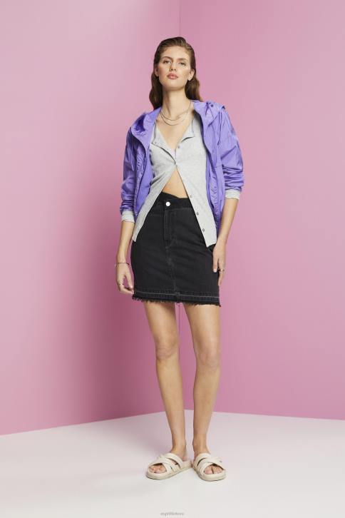 sijonai juodas vidutinis skalbimas moterys Esprit džinsinis mini sijonas su asimetrišku juosmeniu 4D6F206