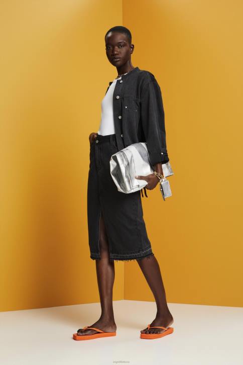 sijonai juodas vidutinis skalbimas moterys Esprit midi sijonas su asimetrišku juosmeniu 4D6F208