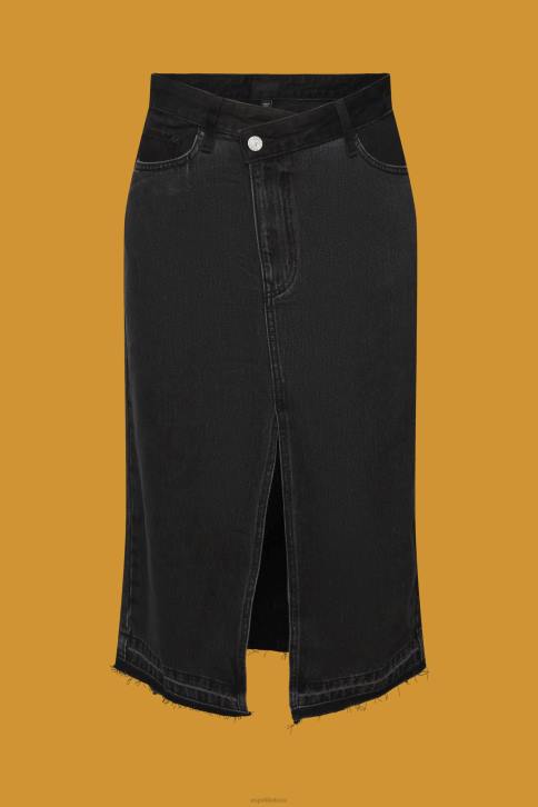 sijonai juodas vidutinis skalbimas moterys Esprit midi sijonas su asimetrišku juosmeniu 4D6F208