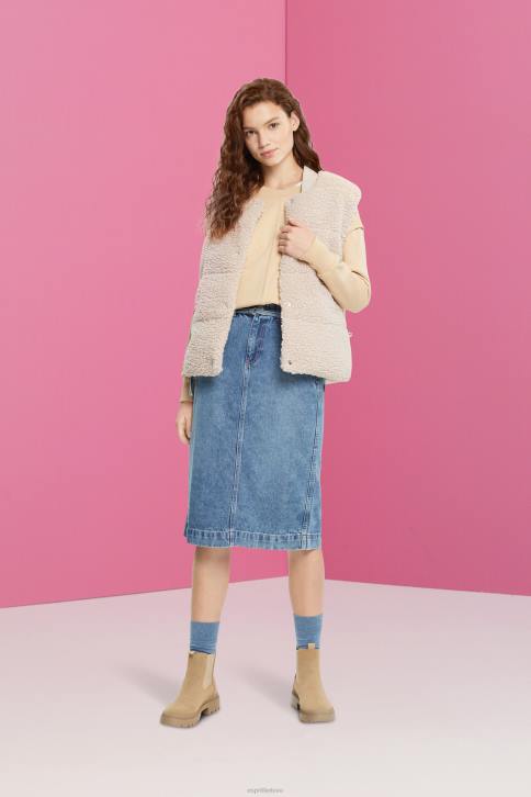 sijonai mėlynos šviesos plovimas moterys Esprit džinsinis sijonas su popieriniu maišeliu 4D6F430