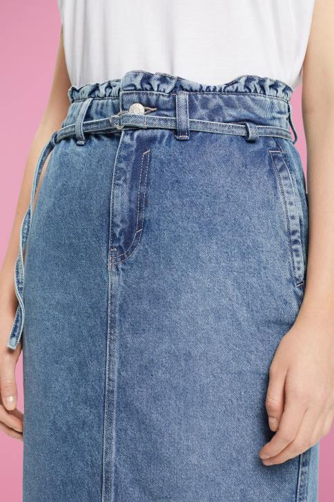 sijonai mėlynos šviesos plovimas moterys Esprit džinsinis sijonas su popieriniu maišeliu 4D6F430