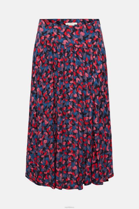 sijonai rožinis moterys Esprit margintas midi sijonas su raitytais 4D6F421